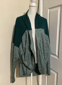 Zella Sweater Womens Medium Large Colorblock Open Front Jacket Cardigan Yoga