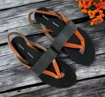 Proenza Schouler Black & Brown Leather Thong Flat Sandals Size 38