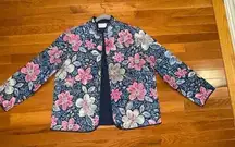 Alfred Dunner Light Weight Quilted Floral Open Front Jacket