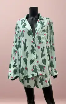 ASOS Green Cactus Floral Pajama Lounge Set Modal XL‎ 16