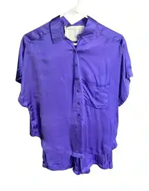 poppy silk playsuit size S/M purple