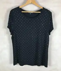 CONCEPTS Black Rhinestone Studded Tee NEW Size XL