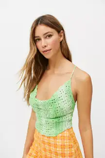Urban Outfitters Green Asa Crochet Knit Cowl Cami Crop Top