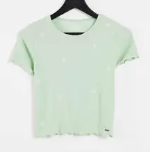 Hollister XS Must have collection baby tee light green small sunflower g…​