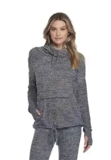 Barefoot Dreams Gray M Sweater Cozy Chic Lite Pebble Beach‎ Pullover Cowl Neck