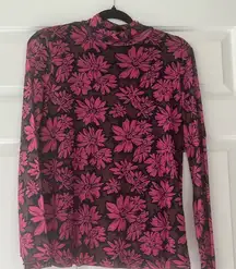 Flower Mock Turtle Neck with inside Lining