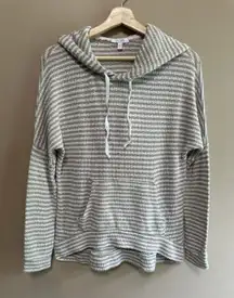 dELiA*s Brown Cream Waffle Knit Striped Hoodie Front Pocket Size‎ Small Y2K