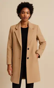 Zara Camel Wool-Blend Long Coat – Small