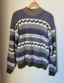 Vintage French Navy Sweater – Size Large – Angora Blend – Shoulder Pads