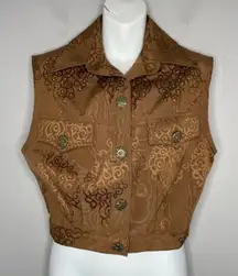 CACHÉ Vintage Vest Size XS Taupe Gold Indie Sleaze Fairy Grunge Goblincore Retro