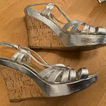 Charles by Charles David Silver Wedge Sandal - Size 10