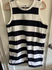 Old Navy Striped Tank Dress Sleeveless Mini Dress White Black Casual XL