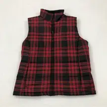 American Living Red & Black Casual Outdoor Plaid Puffer Vest EUC Women’s Size M