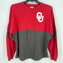 Oklahoma University Sooners Spirit Jersey Shirt Womens Size Medium Red Gray