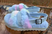 Koolaburra by Ugg Fuzz D Out Women's Slippers & M Blue Pastel New