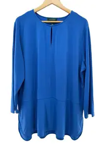 Lauren Ralph Lauren Plus Size‎ 2XL Blue Knit Pullover Shirt Blouse Tunic Top