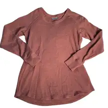 COLUMBIA Extra Small Longsleeve Waffle‎ Knit Top Pink Cotton Blend XS