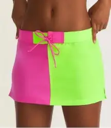 NWT LoveShackFancy X Hurley Solid Blocked Boardie Skirt neon pink green swimsuit