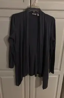 LOGO Cardigan Sweater Duster Gray Open Front Long Sleeve Women