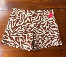 NWT Spanx On-The-Go 6” Inseam Slimming Shorts in Clay Zebra Print - Sz 1X