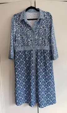 J. McLaughlin Button-Up Long Sleeve Shirt Dress | Fold Over Collar, Size XL, EUC