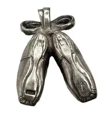 Vintage Sterling Silver Ballet Pointe Shoes Pendant Large 15g 1.25 Inch