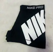 Nike Pro Black Shorts with White Logo