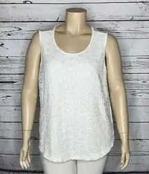 Joseph A. Woman NWT Size 2X White - Star Crochet Lace Overlay Tank Top Blouse