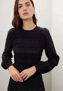 Sea New York Black Rita Smocked Top Size Small $265