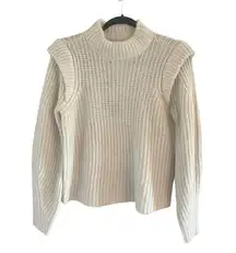 Vero Moda Knit Crewneck Cream Beige Sweater Shoulder Pad Detail Size S