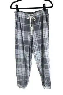 Aerie Womens Gray & White Casual Plaid Drawstring Lounge Jogger Pants Fuzzy M