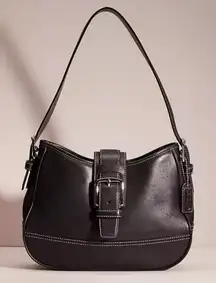 Rare Vintage Coach Hampton Bag Black Leather Y2K Hobo Buckle Purse Style #7584