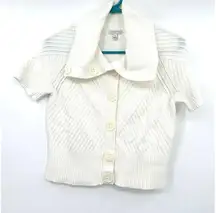 Semantiks size Small white short sleeve button up cardigan sweater cotton blend‎