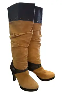 Shane & Shawn Tall Brown Suede Pull On High Heel Boots Size 9