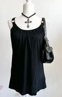Black O Ring Tank‎ Top, Y2K, Edgy, Grunge, Punk, Clubwear, Cyber, Goth, Medium