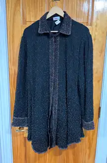 Vintage Saks Fifth Avenue Black Beaded Silk Jacket Holiday Cocktail