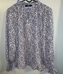 CBR new! Large Leopard Animal Print Oversized Tunic Blouse Keyhole Neck mob wife
