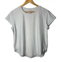 CALIA Striped Short Sleeve T-Shirt Top Activewear Light Blue Women Size Large