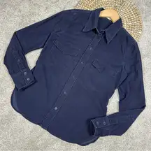 Artitzia Babaton Corduroy Button Down Shirt Top Longsleeve Cotton Navy Size XS