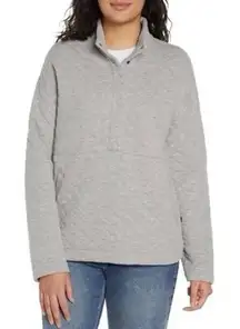 Eddie‎ Bauer NWT Women's Gray Quilted Kangaroo Pocket Pullover Sz XXL Comfy Soft