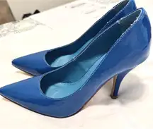 2 Lips Too patent leather heels Royal Blue dress shoes pumps sz 6.5 statement