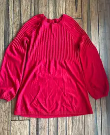 Apt 9 Tunic Red Shimmer Long Sleeve Medium 