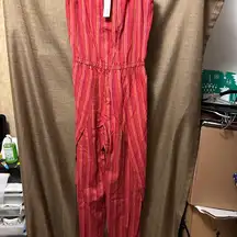 NWT Anthropologie Drew Linen Split Leg Strapless Jumpsuit Jumper Size Small