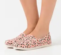 Toms Salmon Pebbled Leopard Print Cloudbound Classic‎ Flat Shoes Sz 10