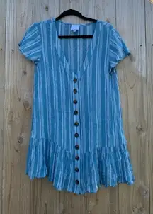 SKYLAR + MADISON WOMEN'S TANK DRESS STRIPE SIZE MEDIUM‎ BLUE WHITE BUTTON SPRING