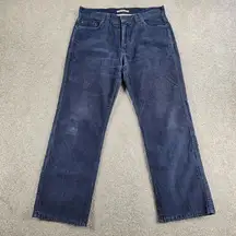 LL Bean Corduroy Pants 33/29 Blue Wide Straight Leg Casual Fall Winter