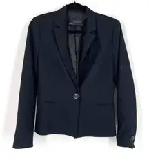 Zara Basic Women's Single Button Lined Long Sleeve Blazer Jacket Black‎ Size 6