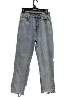 Missguided Womens Jeans Sz 2L High Rise Straight Leg Light Wash Blue Denim Pants