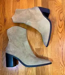 BP Surina Lea Women’s 10M Leather Suede Tan Chunky Block Heal Ankle Bootie Boots