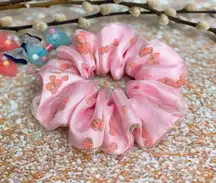 Pink Strawberry Filled Scrunchie Shaker Scrunchie Organza Satin Scrunchie